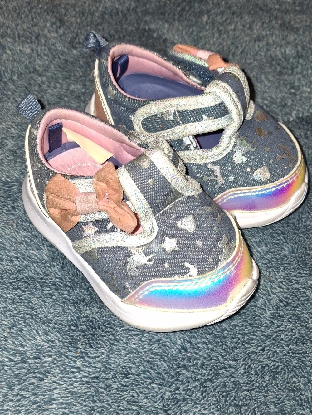 Athletic Works Glitter Unicorn Slip-On Sneakers in Gray and Pink